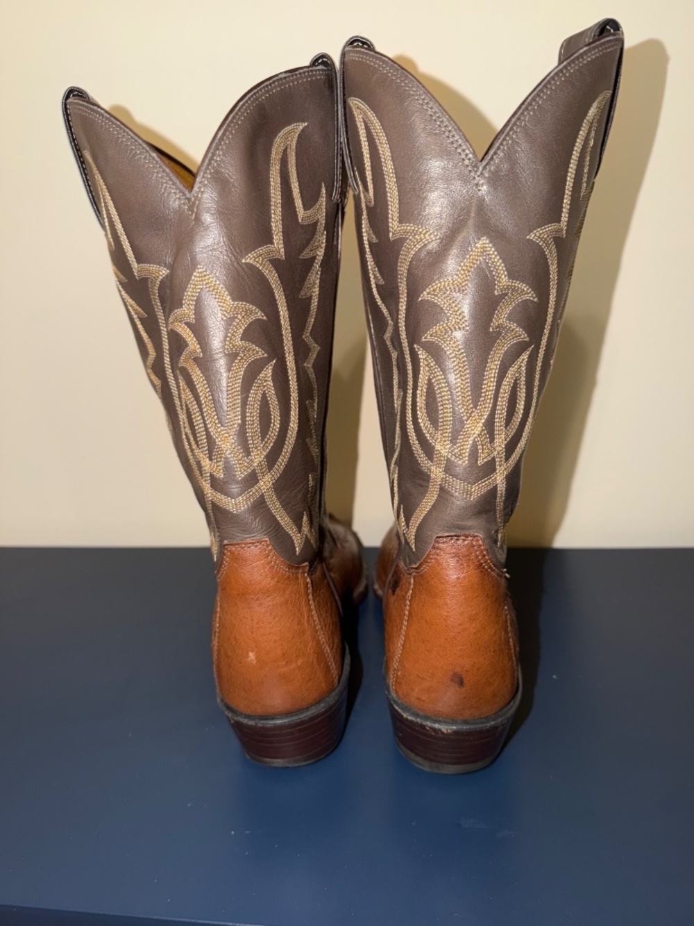 Tony Lama Full Quill Ostrich Wingtip Cognac Cowboy Boots Men's 10 D Y2052 - Picture 6 of 6